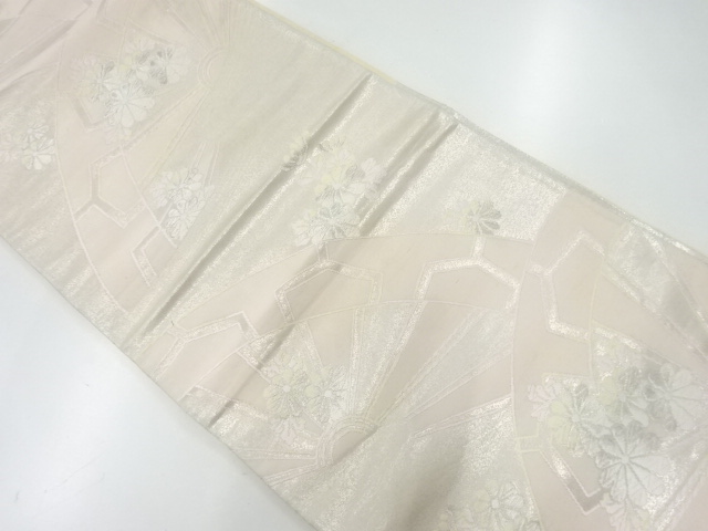 アンティーク　片輪車に花模様織出し袋帯（材料）